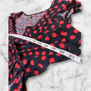 Grecerella large flowy polka dot black and red dress